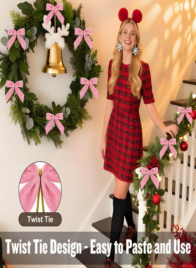 سكويشي ١٠ قطع من شرائط الزينة، شرائط وردية للزينة، زينة كعكة عيد الميلاد - زينة كعكة عيد ميلاد سعيد مع لمسة فراشة، زينة على شكل فيونكة لعيد الميلاد - Image 4